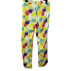 Marine Layer Allison Casual Pants Tropical Leaf Print Multicolor Yellow M NWT